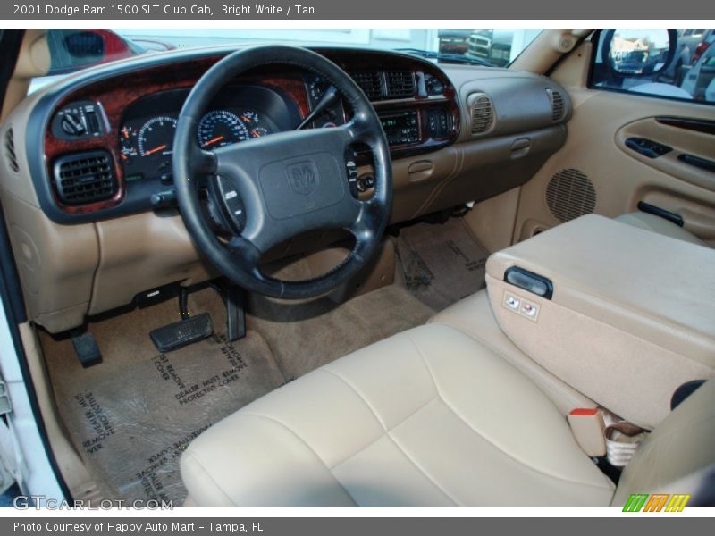 Bright White / Tan 2001 Dodge Ram 1500 SLT Club Cab