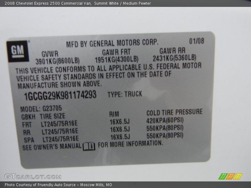 Summit White / Medium Pewter 2008 Chevrolet Express 2500 Commercial Van