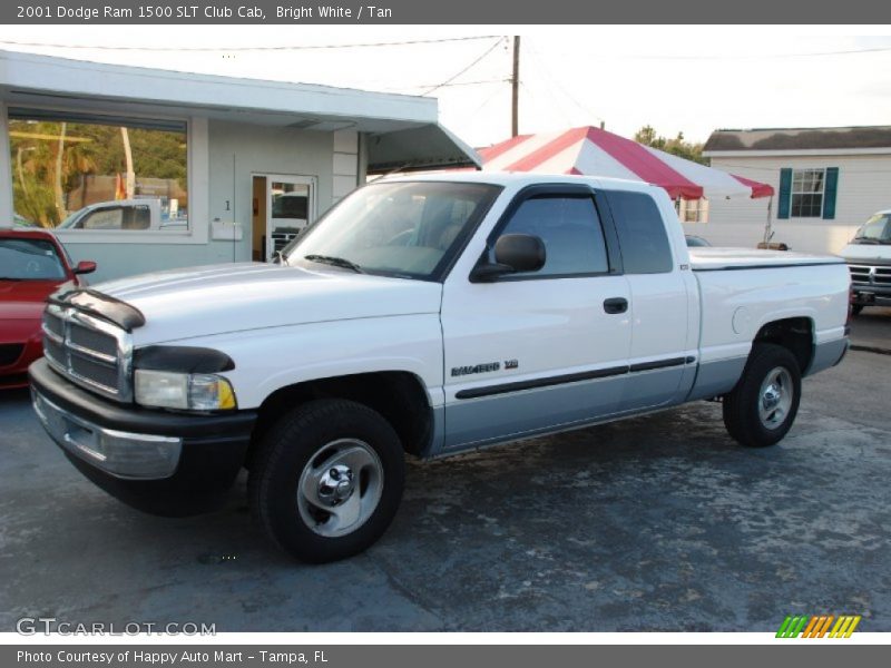 Bright White / Tan 2001 Dodge Ram 1500 SLT Club Cab