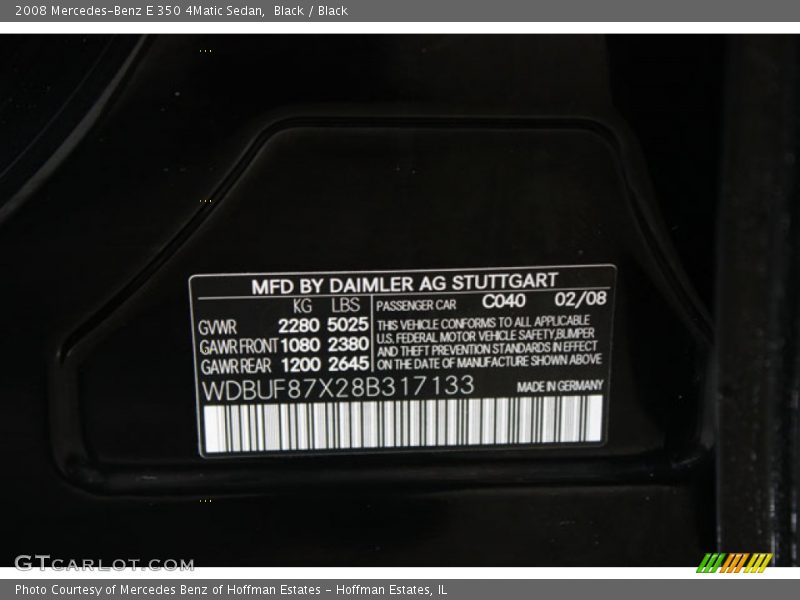 Black / Black 2008 Mercedes-Benz E 350 4Matic Sedan