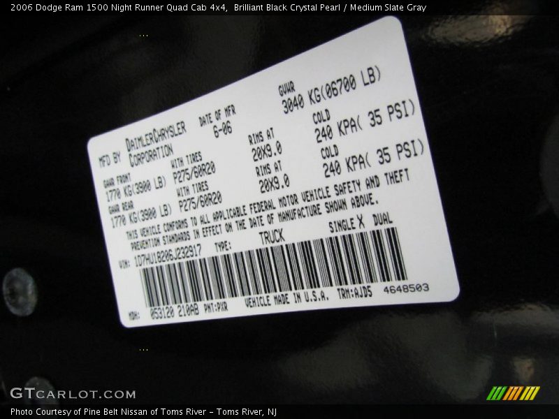 Brilliant Black Crystal Pearl / Medium Slate Gray 2006 Dodge Ram 1500 Night Runner Quad Cab 4x4