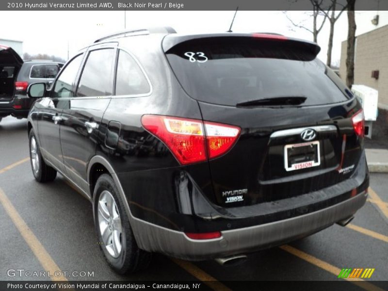 Black Noir Pearl / Beige 2010 Hyundai Veracruz Limited AWD