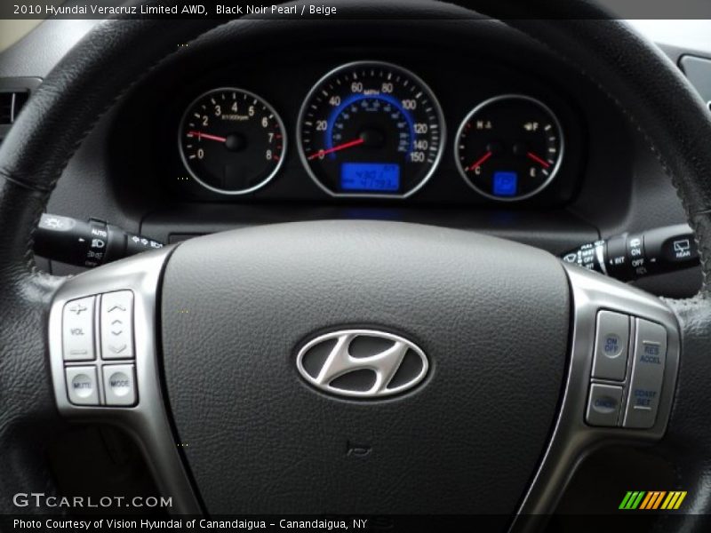 Black Noir Pearl / Beige 2010 Hyundai Veracruz Limited AWD