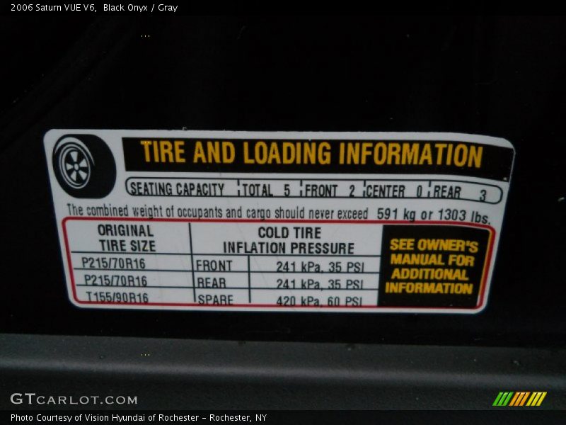 Info Tag of 2006 VUE V6