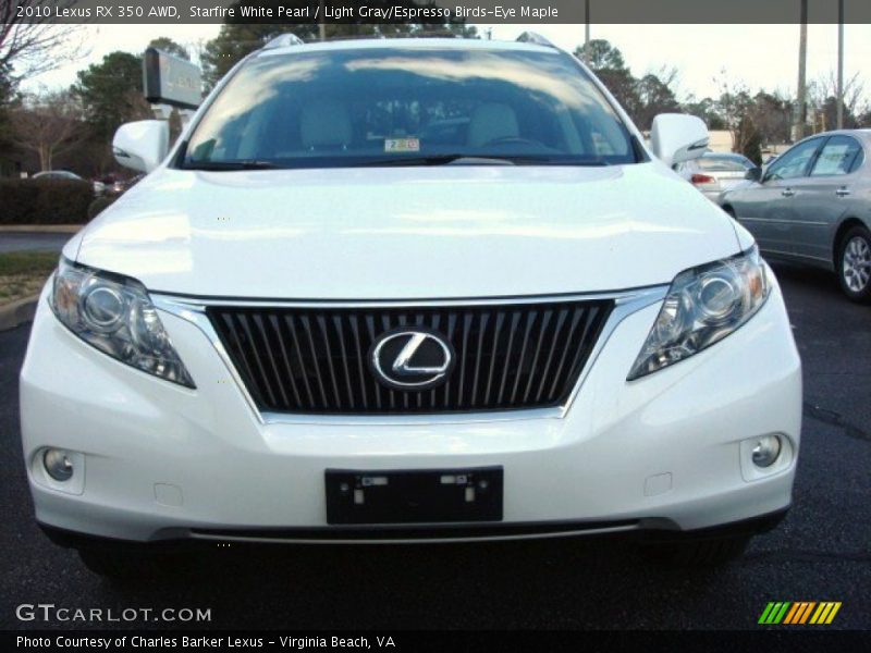 Starfire White Pearl / Light Gray/Espresso Birds-Eye Maple 2010 Lexus RX 350 AWD