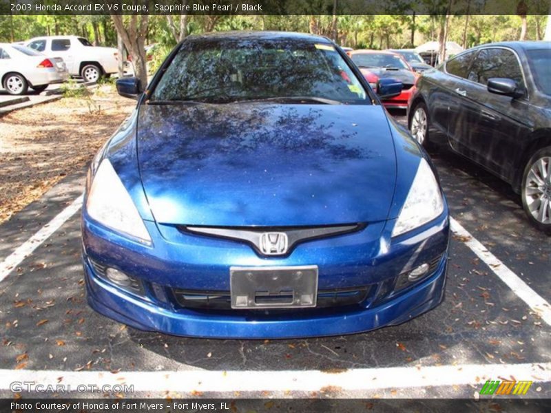 Sapphire Blue Pearl / Black 2003 Honda Accord EX V6 Coupe