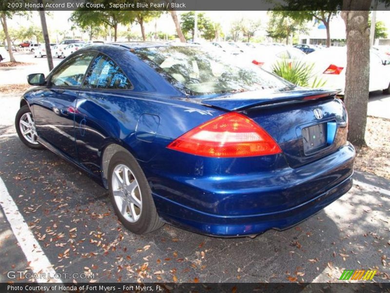 Sapphire Blue Pearl / Black 2003 Honda Accord EX V6 Coupe