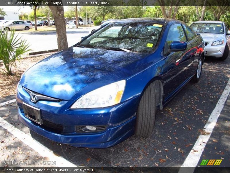 Sapphire Blue Pearl / Black 2003 Honda Accord EX V6 Coupe