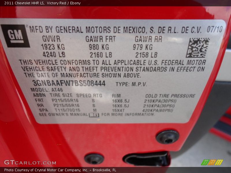 Victory Red / Ebony 2011 Chevrolet HHR LS