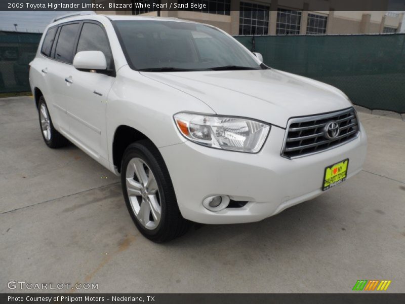 Blizzard White Pearl / Sand Beige 2009 Toyota Highlander Limited