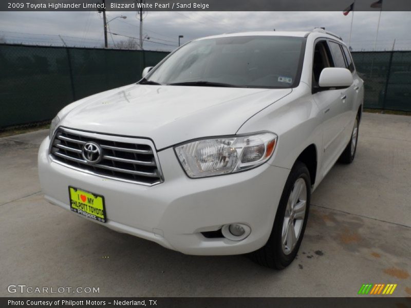 Blizzard White Pearl / Sand Beige 2009 Toyota Highlander Limited
