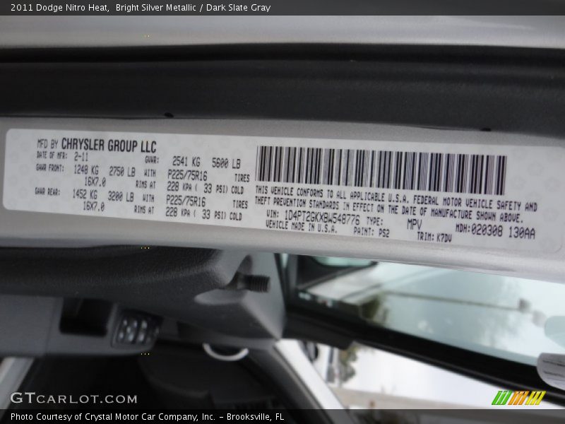 2011 Nitro Heat Bright Silver Metallic Color Code PS2