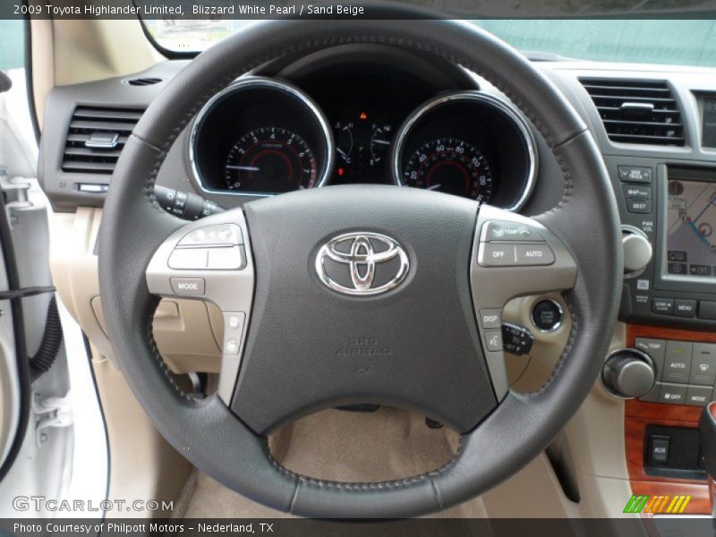 Blizzard White Pearl / Sand Beige 2009 Toyota Highlander Limited