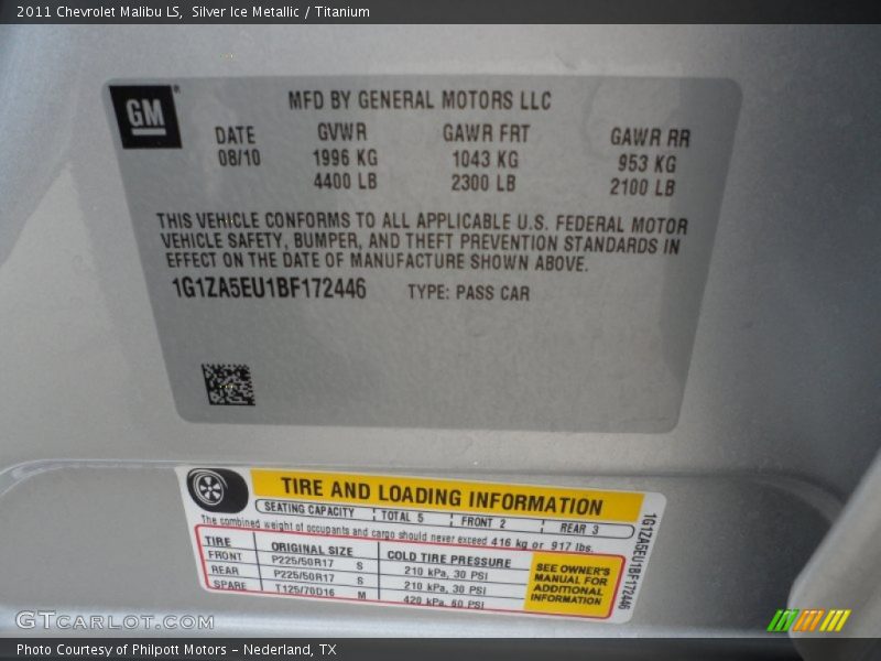 Silver Ice Metallic / Titanium 2011 Chevrolet Malibu LS