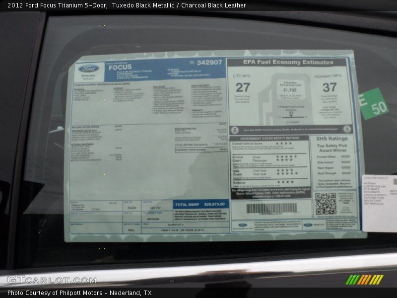  2012 Focus Titanium 5-Door Window Sticker