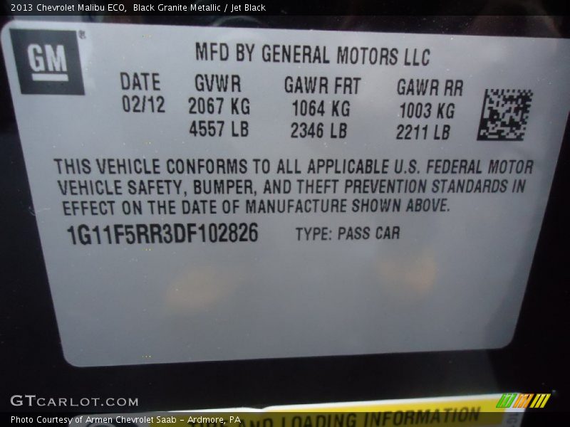 Black Granite Metallic / Jet Black 2013 Chevrolet Malibu ECO