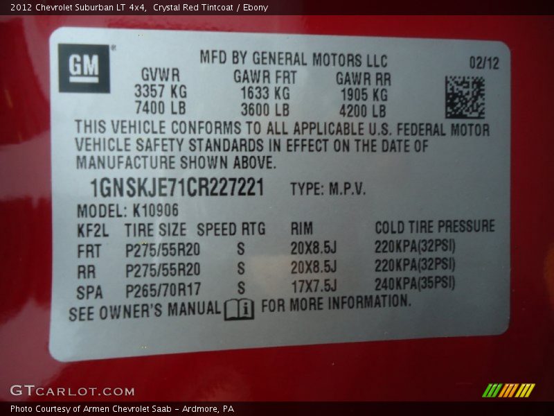 Crystal Red Tintcoat / Ebony 2012 Chevrolet Suburban LT 4x4