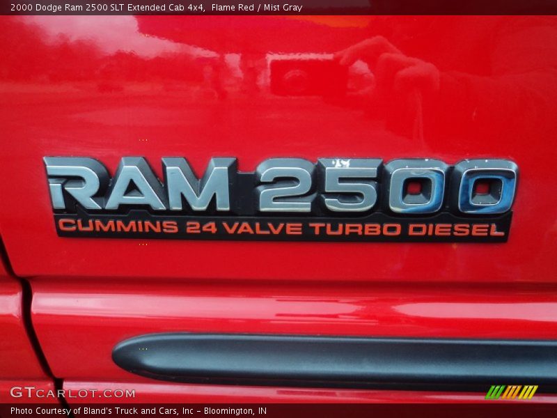 Flame Red / Mist Gray 2000 Dodge Ram 2500 SLT Extended Cab 4x4