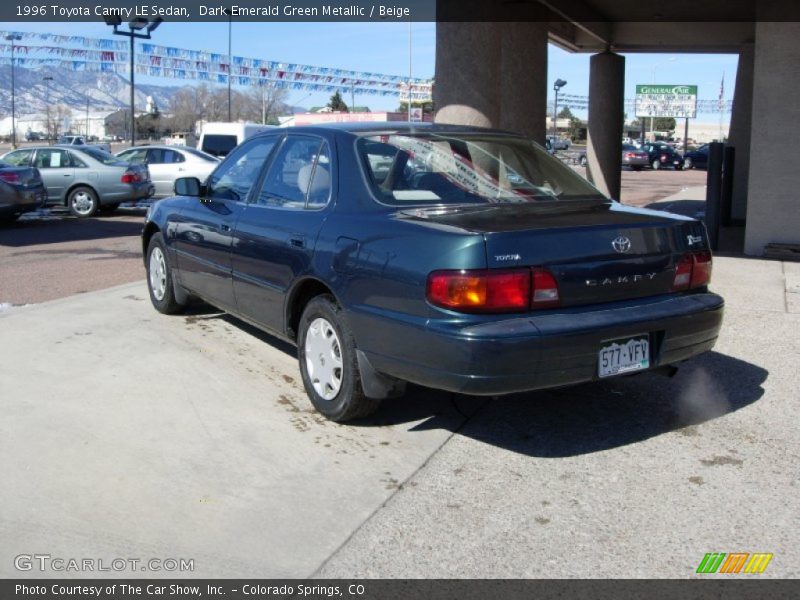 Dark Emerald Green Metallic / Beige 1996 Toyota Camry LE Sedan