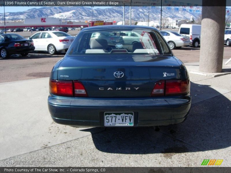 Dark Emerald Green Metallic / Beige 1996 Toyota Camry LE Sedan