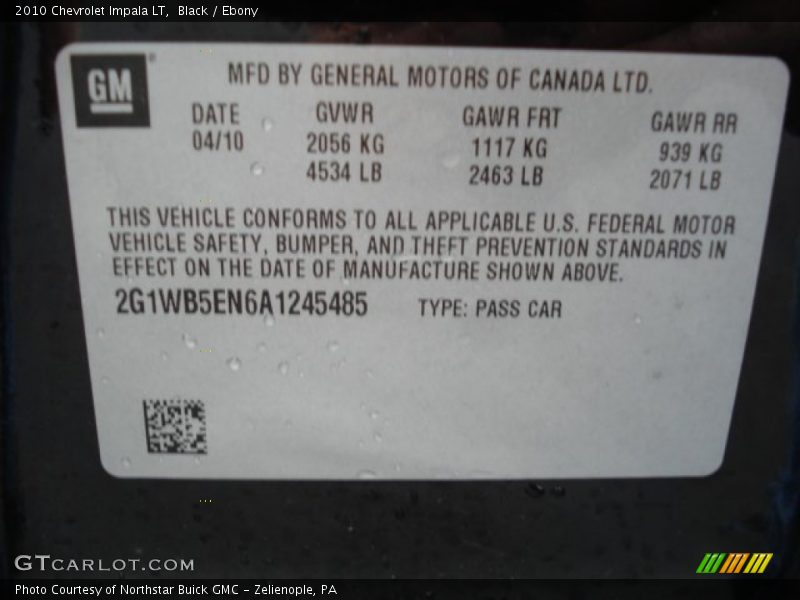 Black / Ebony 2010 Chevrolet Impala LT