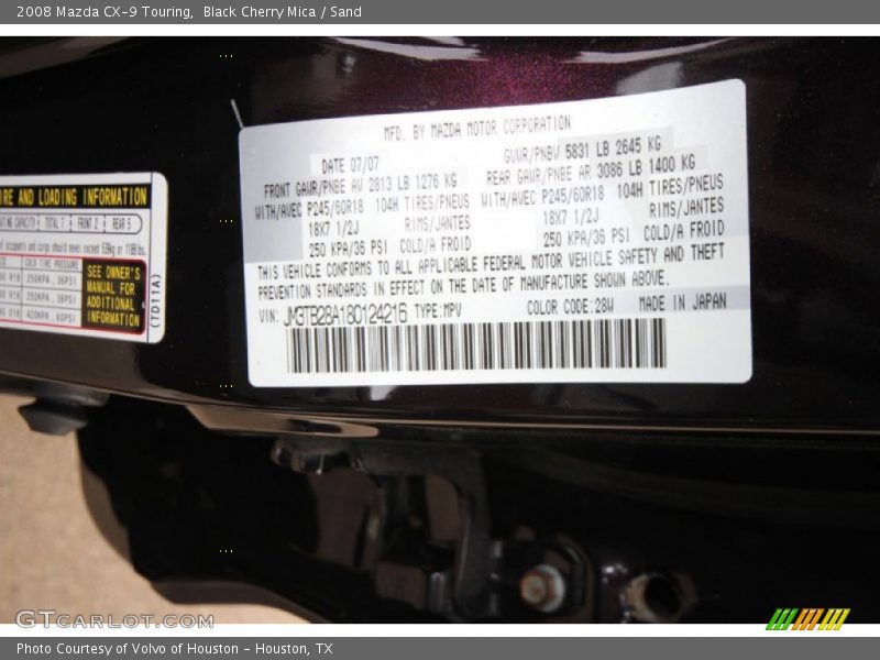 Black Cherry Mica / Sand 2008 Mazda CX-9 Touring