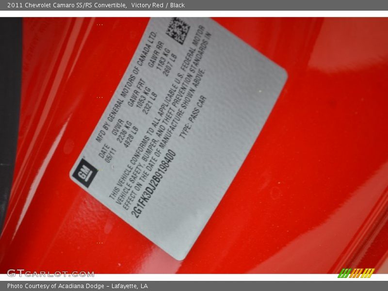 Victory Red / Black 2011 Chevrolet Camaro SS/RS Convertible