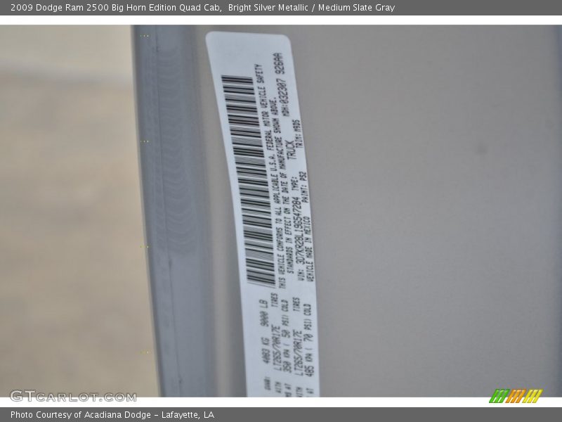 Bright Silver Metallic / Medium Slate Gray 2009 Dodge Ram 2500 Big Horn Edition Quad Cab