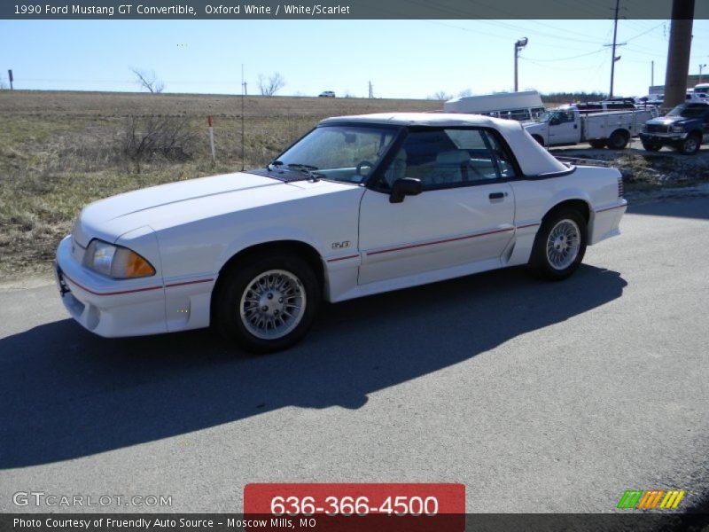 Oxford White / White/Scarlet 1990 Ford Mustang GT Convertible