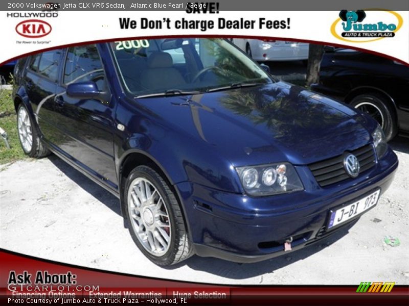 Atlantic Blue Pearl / Beige 2000 Volkswagen Jetta GLX VR6 Sedan