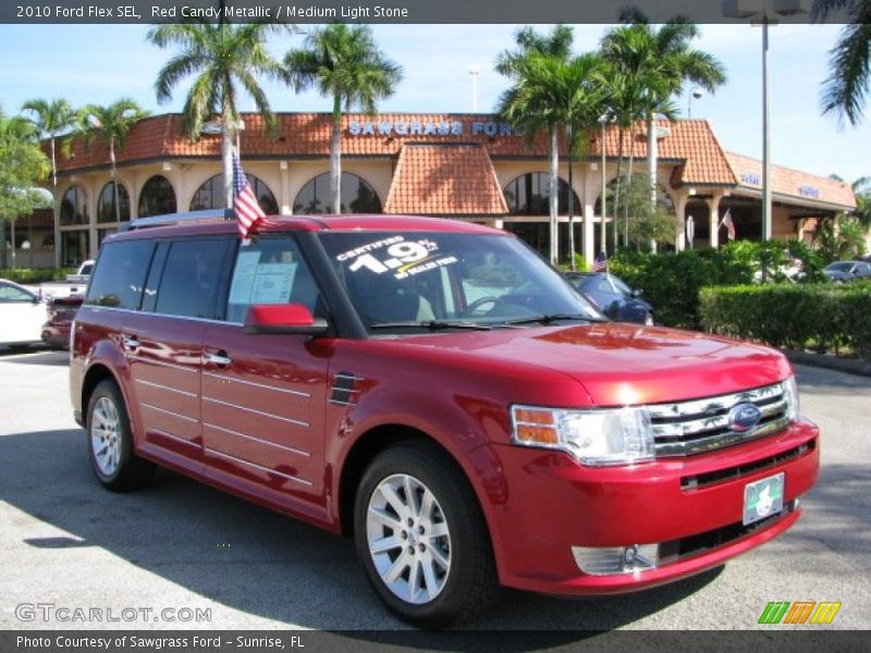 Red Candy Metallic / Medium Light Stone 2010 Ford Flex SEL