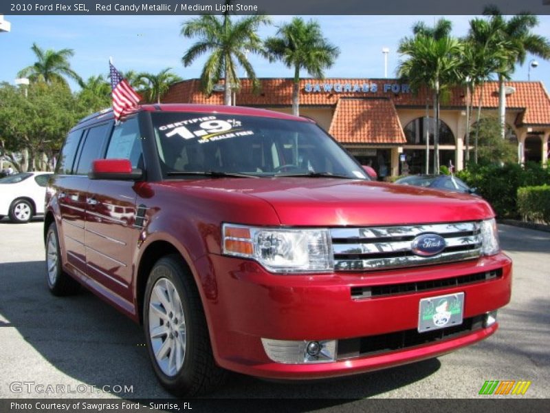 Red Candy Metallic / Medium Light Stone 2010 Ford Flex SEL