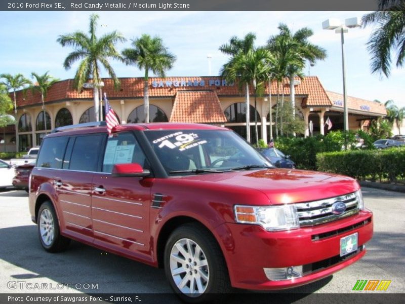 Red Candy Metallic / Medium Light Stone 2010 Ford Flex SEL