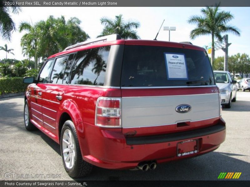 Red Candy Metallic / Medium Light Stone 2010 Ford Flex SEL