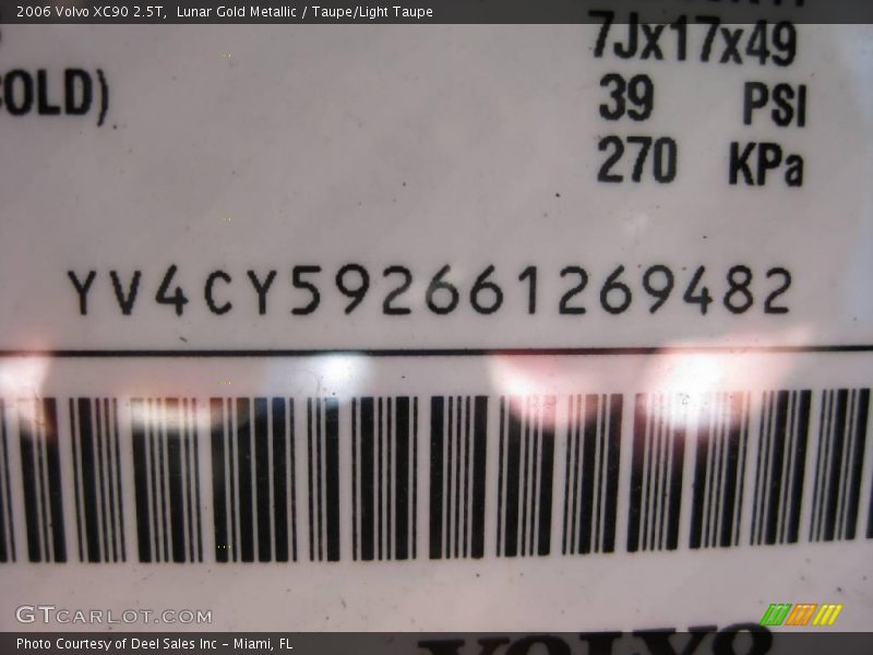 Lunar Gold Metallic / Taupe/Light Taupe 2006 Volvo XC90 2.5T