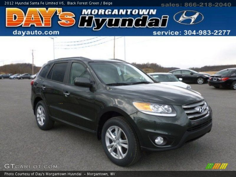 Black Forest Green / Beige 2012 Hyundai Santa Fe Limited V6