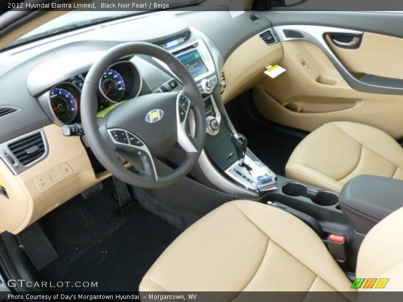 Black Noir Pearl / Beige 2012 Hyundai Elantra Limited