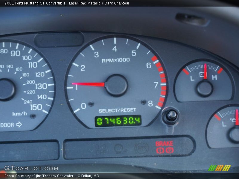 Laser Red Metallic / Dark Charcoal 2001 Ford Mustang GT Convertible