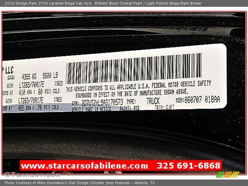 Brilliant Black Crystal Pearl / Light Pebble Beige/Bark Brown 2010 Dodge Ram 2500 Laramie Mega Cab 4x4