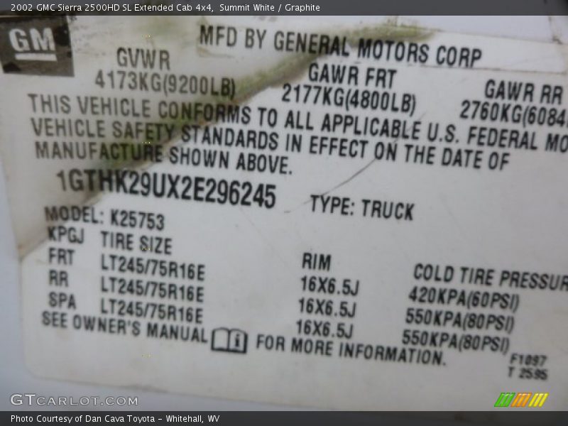 Summit White / Graphite 2002 GMC Sierra 2500HD SL Extended Cab 4x4