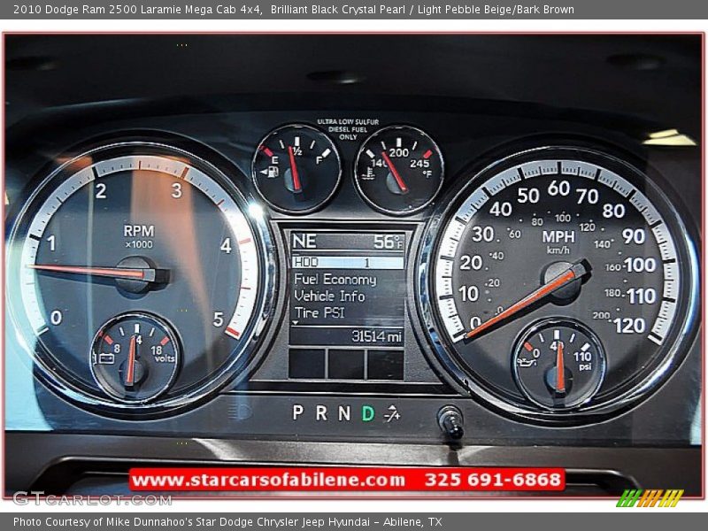 Brilliant Black Crystal Pearl / Light Pebble Beige/Bark Brown 2010 Dodge Ram 2500 Laramie Mega Cab 4x4
