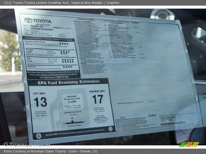 Nautical Blue Metallic / Graphite 2012 Toyota Tundra Limited CrewMax 4x4