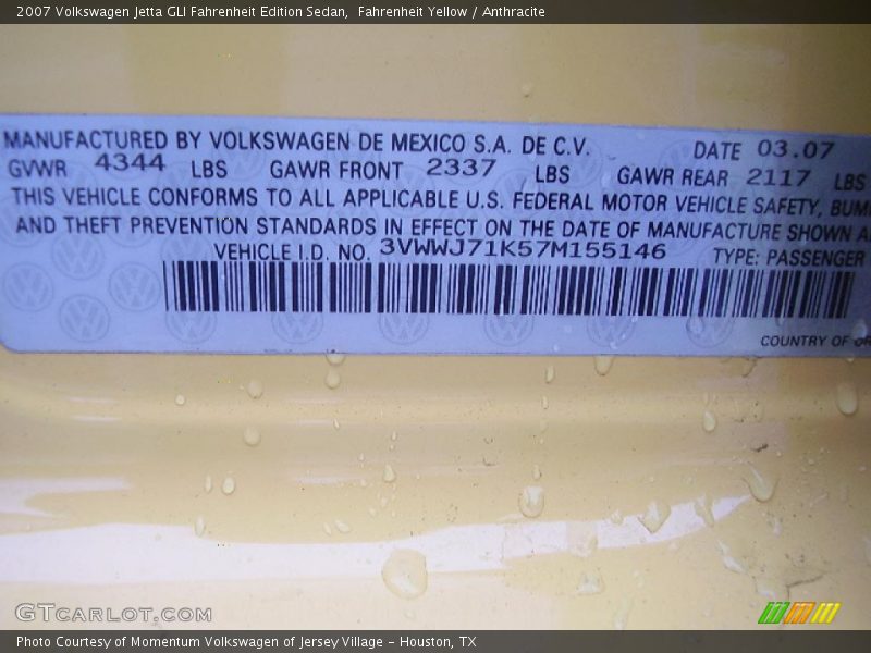 Fahrenheit Yellow / Anthracite 2007 Volkswagen Jetta GLI Fahrenheit Edition Sedan