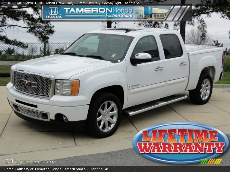 Summit White / Cocoa/Light Cashmere 2007 GMC Sierra 1500 Denali Crew Cab