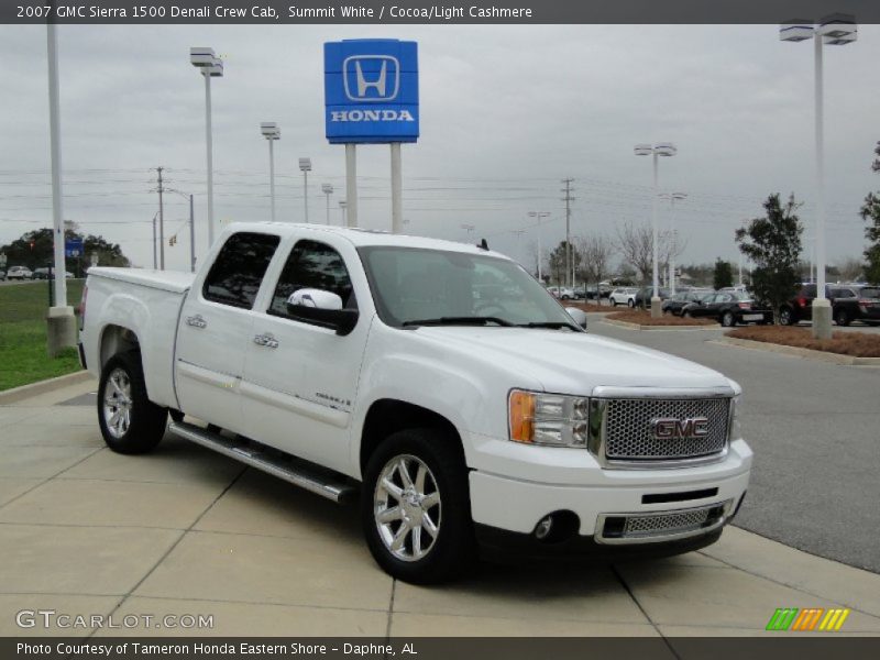 Summit White / Cocoa/Light Cashmere 2007 GMC Sierra 1500 Denali Crew Cab