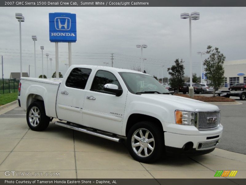 Summit White / Cocoa/Light Cashmere 2007 GMC Sierra 1500 Denali Crew Cab