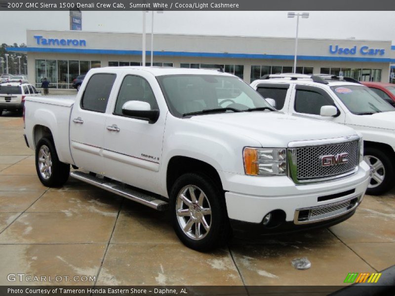 Summit White / Cocoa/Light Cashmere 2007 GMC Sierra 1500 Denali Crew Cab
