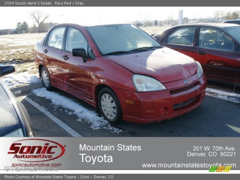 Racy Red / Gray 2004 Suzuki Aerio S Sedan