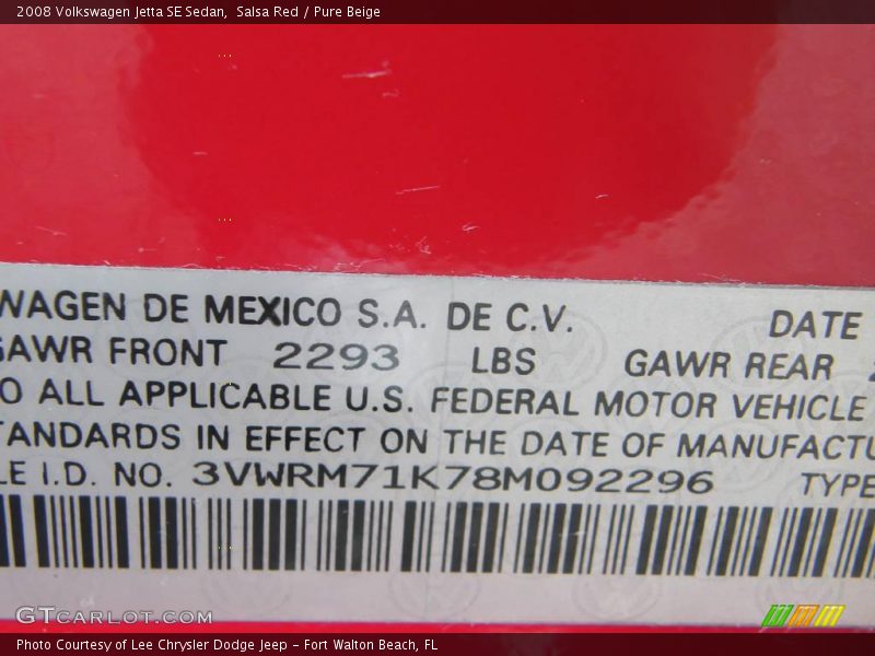 Salsa Red / Pure Beige 2008 Volkswagen Jetta SE Sedan