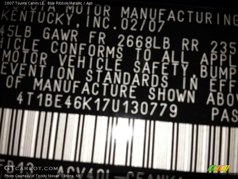 Blue Ribbon Metallic / Ash 2007 Toyota Camry LE